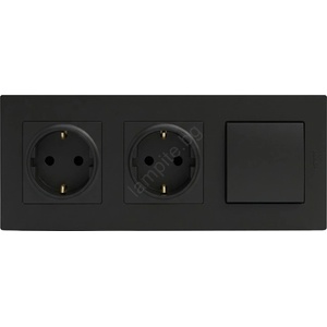 Legrand Legrand-Двойна домашна SCHUKO розетка и еднополюсен ключ № 1 NILOE STEP 250V черен (LR0116D)