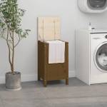 vidaXL Кутия за пране, меденокафява, 44x44x76 см, борово дърво масив (823577)