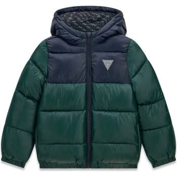 GUESS Зимно яке за мини момче в зелено и тъмно синьо с лого Guess