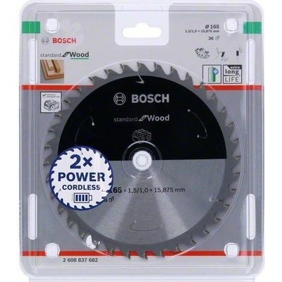 Bosch Pilový kotouč Standard for Wood pro akumulátorové pily 165 × 1,5/1 × 15,875 T36 2608837682