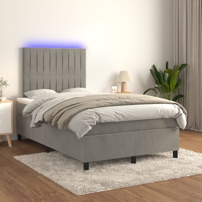 Petrashop 3136233 boxspring postel s matrací a LED světle šedá samet