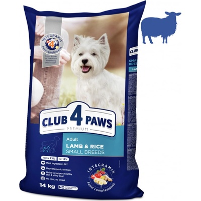 Club4Paws Premium Lamb and rice for adult dogs of small breeds 14 kg