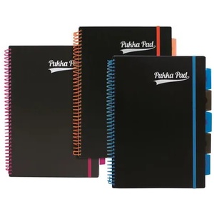 Pukka Pad Спирална тетрадка, А4, с правила, 100 страници, PUKKA PAD, "Neon black project book" 7664-PPN (7664-PPN)