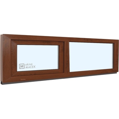 KNIPPING Plastové okno - 70 AD, 2400x500 mm, FIX/S, ořech Sklo: čiré, Barva, imitace: ořech/bílá (jednostranně)