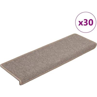 vidaXL Schodové rohože 30 ks 65 x 21 x 4 cm světle hnědé s obdélníkovým okrajem