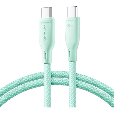 Кабел с въжена оплетка и бързо зареждане за устройства с USB-C порт - Joyroom Multi-Color Series USB-C to USB-C Cable 60W PD (зелен) (100 см) (S-A34)