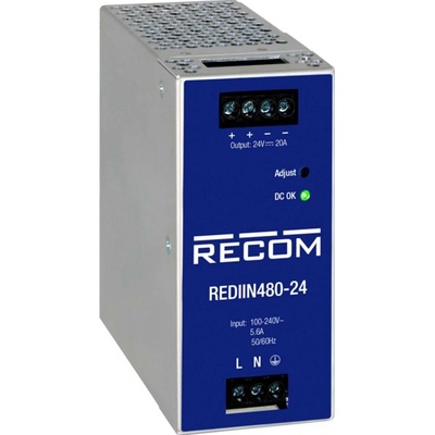 RECOM REDIIN480-48 sieťový zdroj na montážnu lištu (DIN lištu), 48 V, 10 A, 480 W, výstupy 1 x