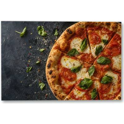Plakát – Pizza s rajčaty, sýrem a bazalkou Bez rámu Ano Bez rámu 135 × 90 cm