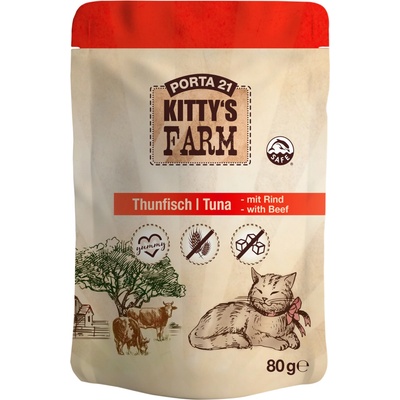 Feline Porta Kitty´s Farm tuniak s hovädzím 80 g