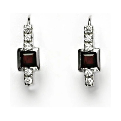 Čištín Zlaté náušnice, bílé i žluté zlato, přírodní granát - VE 37