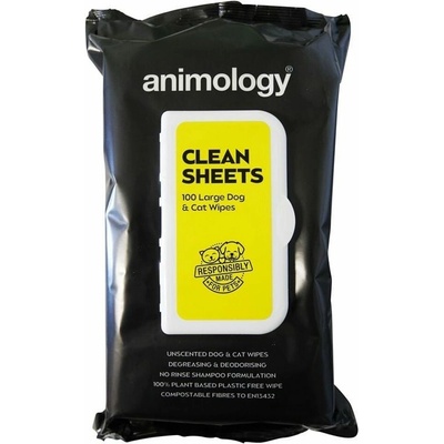 Animology Clean Sheets Čistící ubrousky pro psy a kočky 100 ks