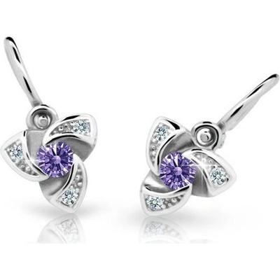 Danfil dětské náušnice C2203 z bílého zlata s kamínkem Amethyst zapínání brizura