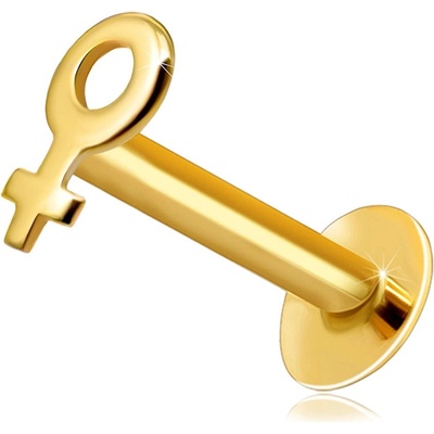 Šperky eshop piercing do rtu a brady z žlutého zelea kontura ženského symbolu plochý tvar S2GG206.58