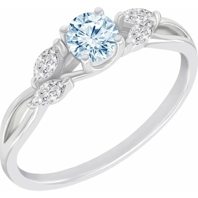Eppi Zásnubní prsten s akvamarínem a moissanity Halym R42129
