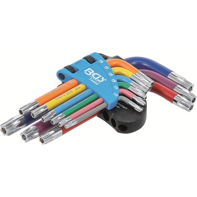 BGS Technic Sada zahnutých kľúčov viacfarebné krátke T-profil pre torx s otvorom T10 - T50 9-dielna BGS 74460