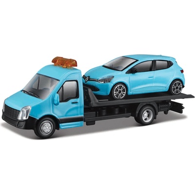 Bburago – STREET FIRE Přepravní vozidlo Flatbed Transport + Renault Clio 1:43