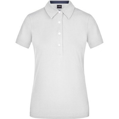 James & Nicholson Elegantná dámska polokošeľa JN969 Biela tmavý denim