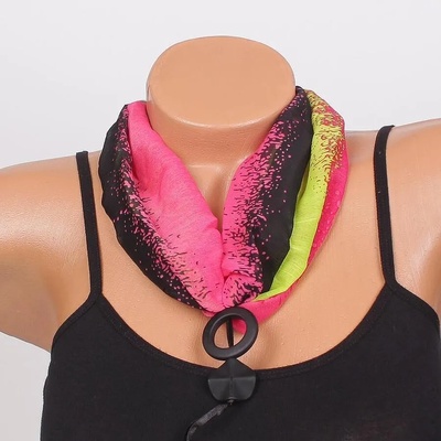 Фишу-колие в розово и черно с кръгли висулки