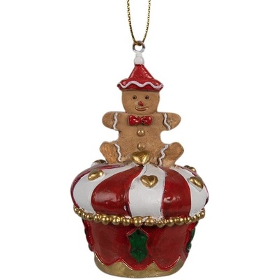 Clayre & Eef Závěsná ozdoba perníček na Cupcake Ø 5*8 cm