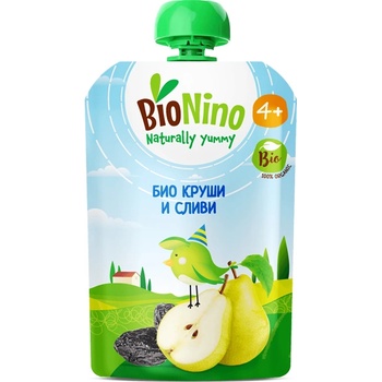 BioNino БИО плодова закуска круша и слива 4м+ 90 г