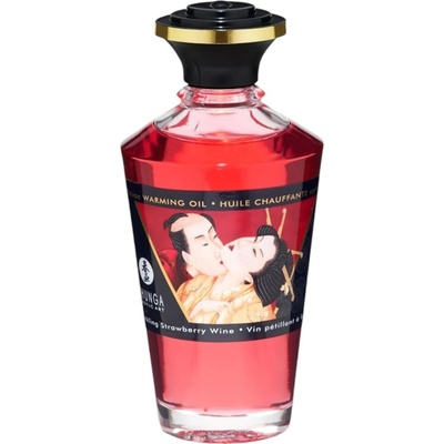 Shunga masážní olej s hřejivým efektem jahoda a šampaňské 100 ml