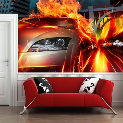 Sablio Tapeta Auto v plameňoch, rozmery 208x125 cm