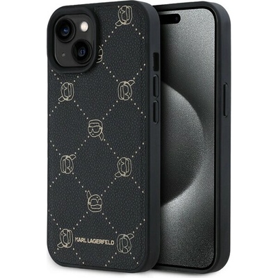 Karl Lagerfeld PU Karl Heads Pattern Magsafe zadný kryt iPhone 15 čierny
