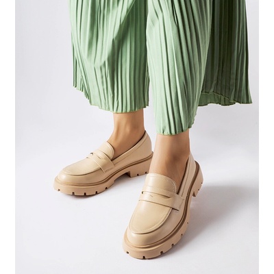 Gemre Beige elegant loafers Puccianiello krémová světle zelená