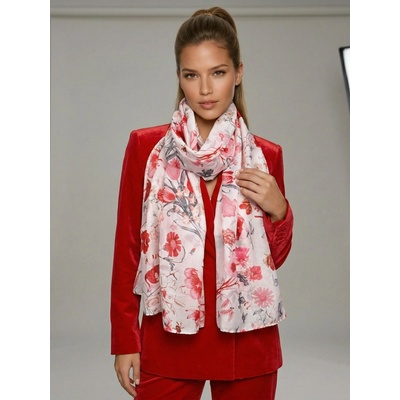 Classic Scarf květinová šála s růžovým nádechem