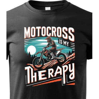 Dětské tričko Motocross is my therapy Černá Canvas tričko Bezvatriko.cz 2413