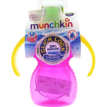 Munchkin Click Lock hrnček s uškami a náustkom 237ml ružový
