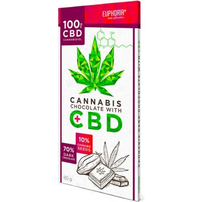 Euphoria Horká čokoláda s konopným semienkom CBD 100mg 80 g