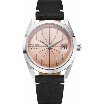 Nivada Grenchen Antarctic Salmon Spider - Black leather White Stitching