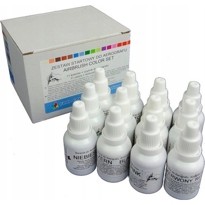 Food Colours Startovací sada pro airbrush Barvy v tekuté formě 12 x 20 ml