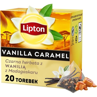 Lipton čierny čaj s vanilkou z Madagaskaru vanilka a karamel 20 pyramíd