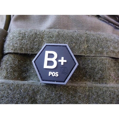 JACKETS TO GO nášivka hexagon krv B POS plast ČIERNA SWAT