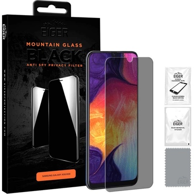 Eiger Mountain Glass Black Anti-Spy Privacy Filter Tempered Glass - калено стъклено защитно покритие с определен ъгъл на виждане за дисплея на Samsung Galaxy A30, Galaxy A50