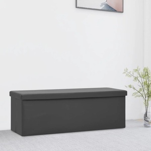vidaXL Сгъваема табуретка за съхранение, сива, PVC (338799)