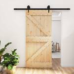 vidaXL Преплъзваща се врата Естествено и черно 95 x 210 cm (3445151)