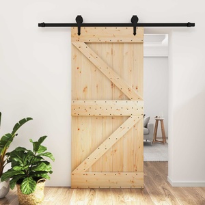 vidaXL Преплъзваща се врата Естествено и черно 95 x 210 cm (3445151)