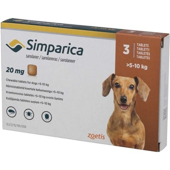 Image 1 of Zoetis Simparica 20 mg Симпарика дъвчащи таблетки за кучета от 5 до 10 kg