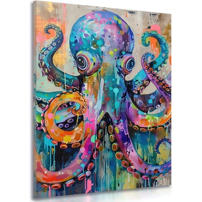 Obraz chobotnice s imitací malby - 100x150