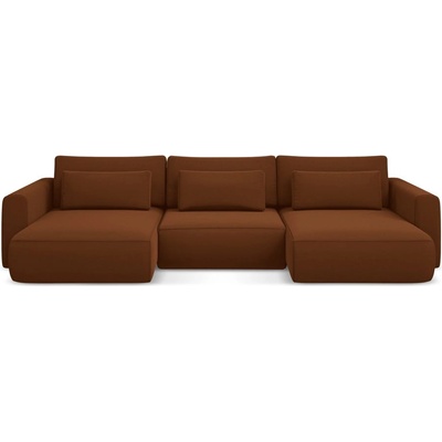 makamii Теракотен кадифен разтегателен ъглов диван с място за съхранение (U форма) Kapua - Makamii (KAPUA_UF_3_P1_C12)