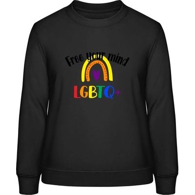 AWDis Sweat mikina Dúhový nápis Free your mind čierna