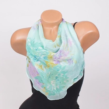 Image 1 of Свежо ментово фишу с лилави цветя