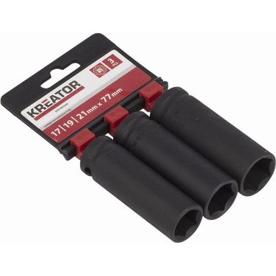 Kreator KRT095200 3 ks nástrčných hlavíc 17 19 21mm predĺžené 1/2"