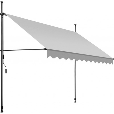 Tectake Upínací markýza s ruční klikou, výškově nastavitelná 300 x 180 cm, světle šedá