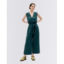 Thinking MU Bottle Green Checks Seersucker Winona Jumpsuit GREEN