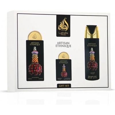 LATTAFA Комплект за унисекс Lattafa Pride Artisan Ethnique - Парфюмна вода 100 мл + Дезодорант спрей 200 мл + Парфюмна вода 20 мл