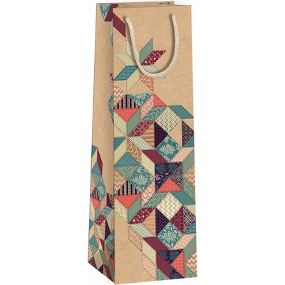 ARGUS Dárková papírová taška NATUR na víno (11 x 36 cm) 07340099